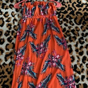 Strapless maxi dress printed